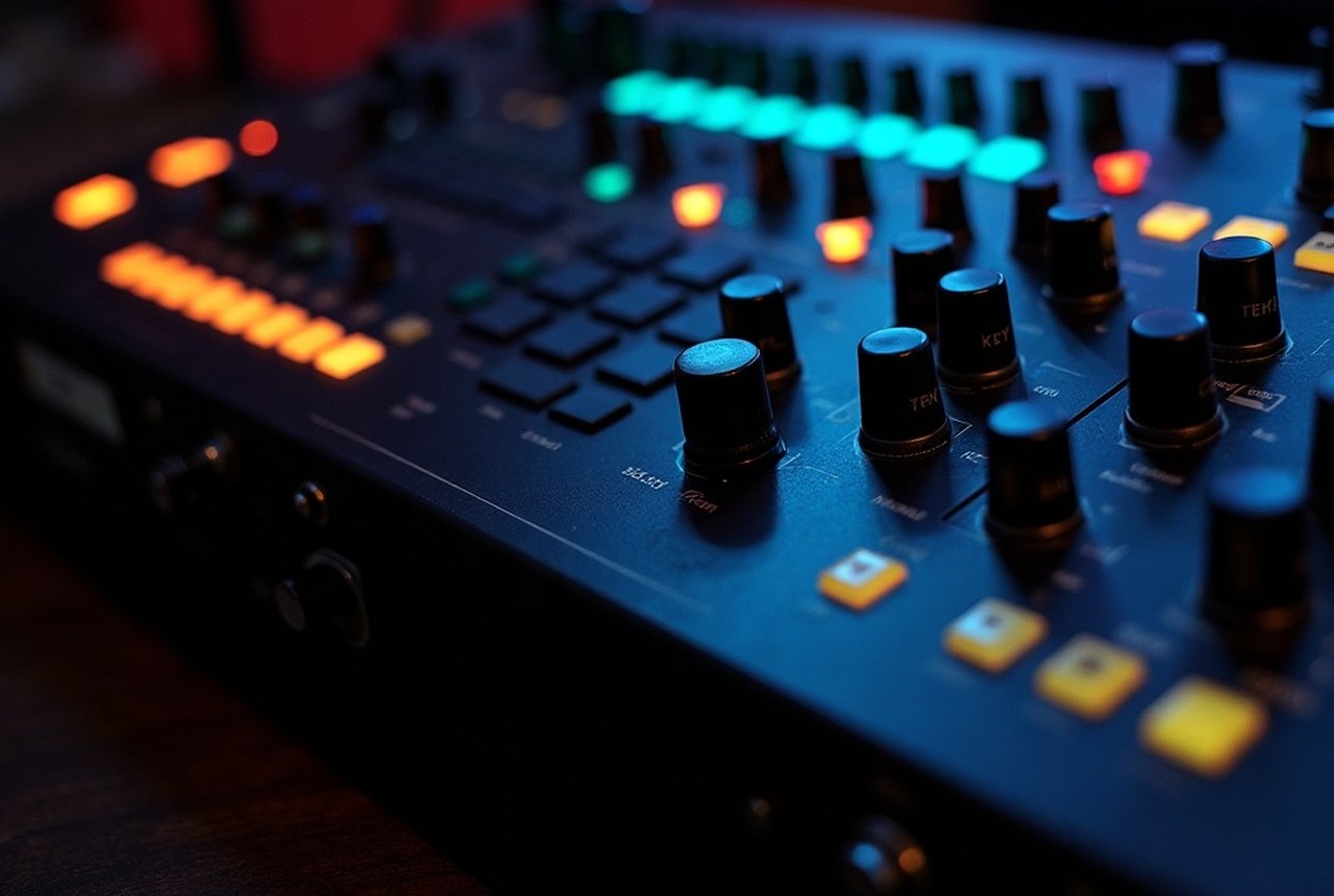System-1 front panel with knobs and sliders