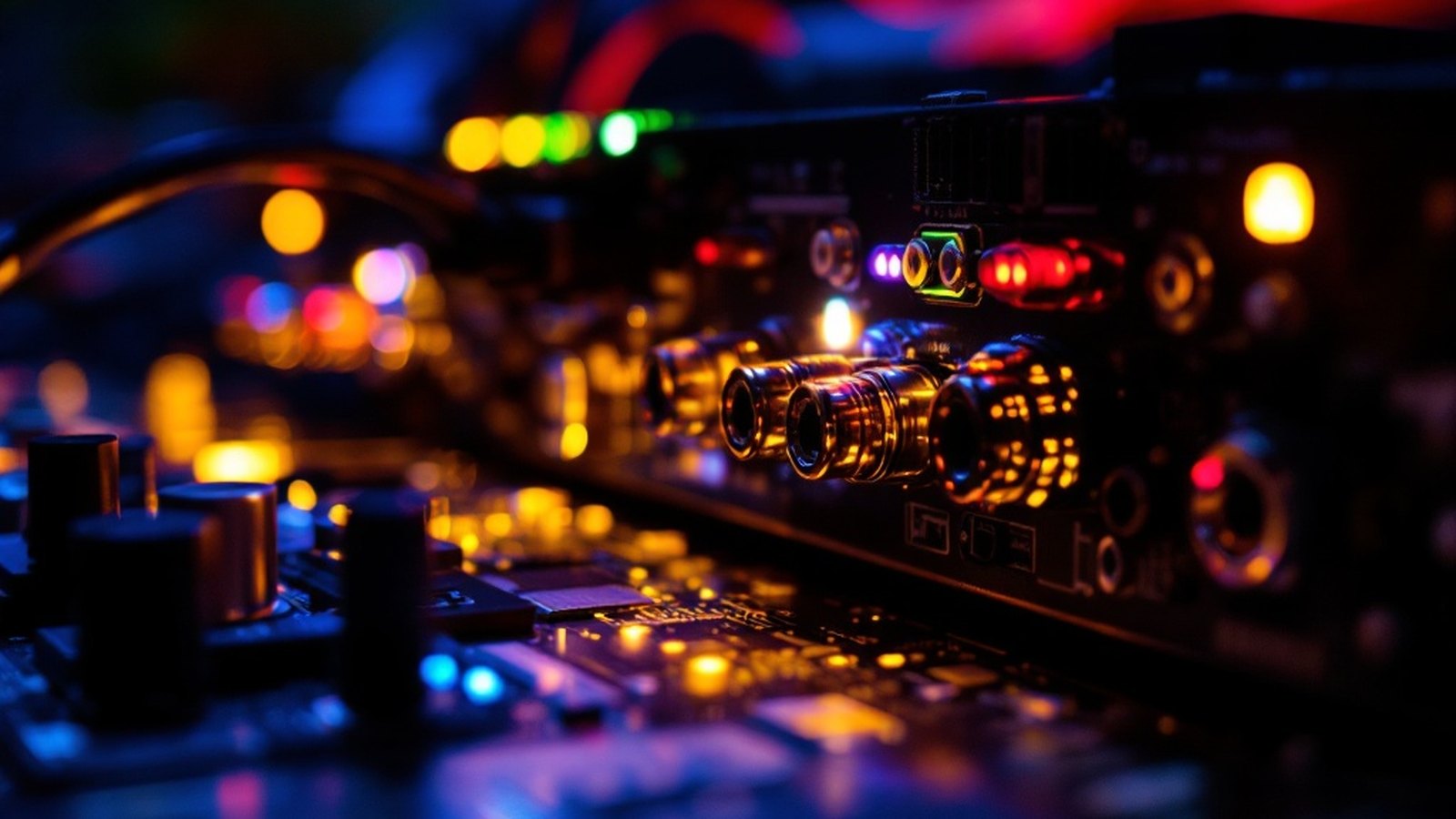Close-up of a motherboard's rear I/O panel showing 3.5 mm audio jacks — top of article, near intro